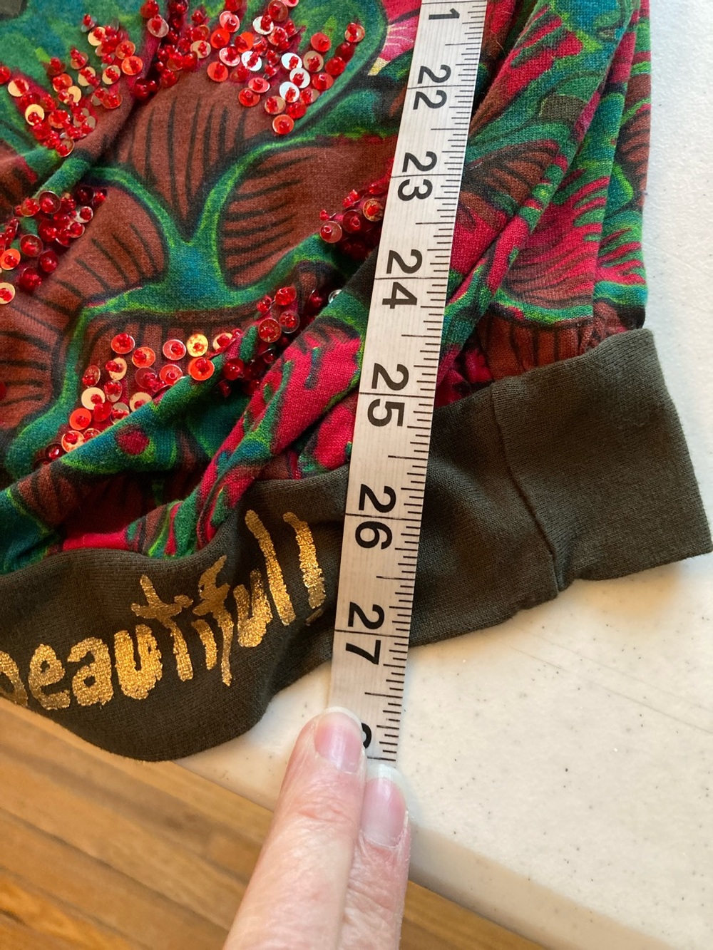 Desigual Olive Tunic “different is beautiful”with Pink & Green Floral Print - Picture 10 of 11